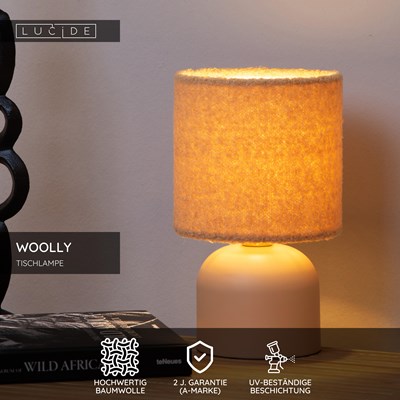 Lucide WOOLLY - Tischlampe - Ø 16 cm - 1xE14 - Ockergelb